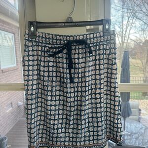 Max Studio Navy and White Floral A-Line Skirt